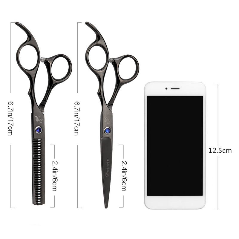 2pcs/set Professional 6 Inch Hair Cutting Scissor Leather Bag Stainless Steel Barber Salon Thinning Tools for Hairdressing 220317