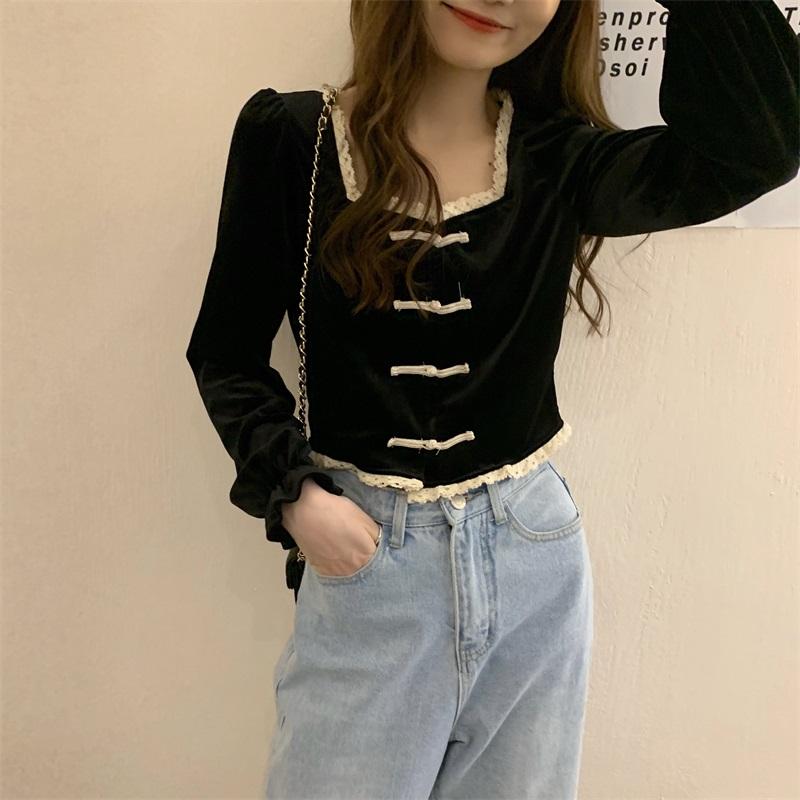 Women's Blouses & Shirts Japanese Style 2022 Spring Blouse Sweet Lace Patchwork V-Neck Chinese Knot Shirt Blusas Cute Petal Sleeve Slim Shor, Black
Women's Blouses & Shirts Japanese Style 2022 Spring Blouse Sweet Lace Patchwork V-Neck Chinese Knot Shirt Blusas Cute Petal Sleeve Slim Shor, Black