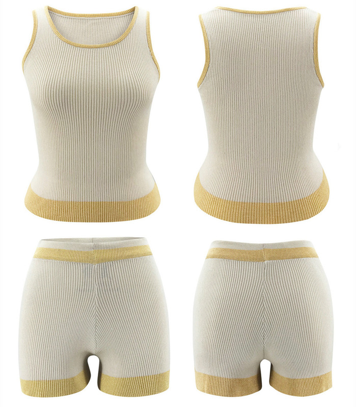 BOOFEENAA Comfy Knitted Lounge Wear Two Piece Set Women Summer Outfits Tank Top and Shorts Matching Sets C34-CF24 220524