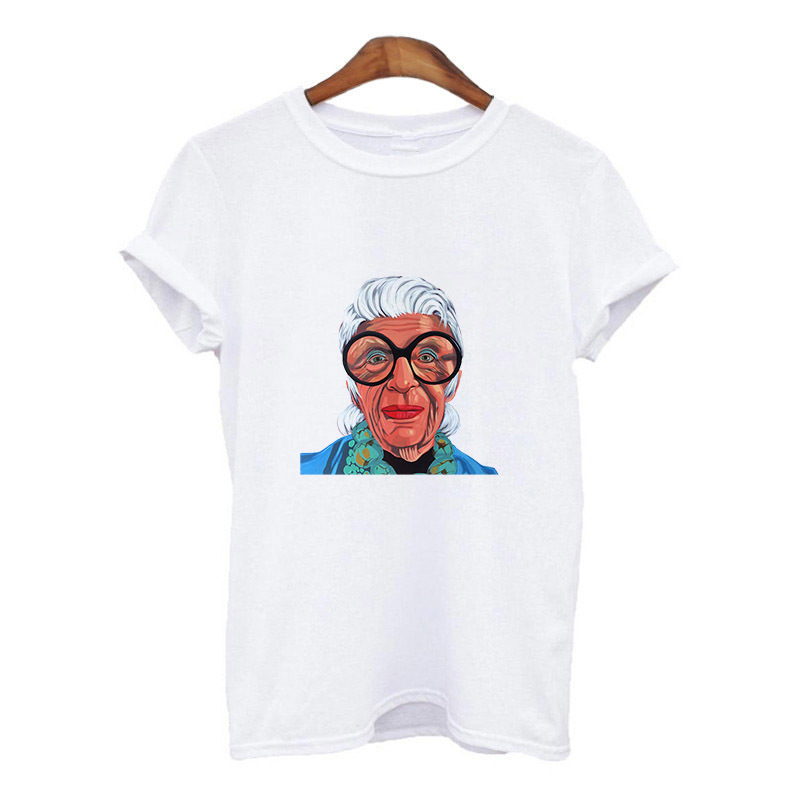 Harajuku Gothic Female Tshirt iris apfel illustration Print Short Sleeve Tops Tees 220628