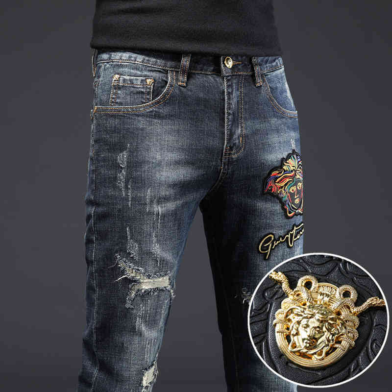 Men's Jeans Autumn and winter blue hole jeans men's fashion embroidered pattern Fashion versatile micro elastic slim pants VBUC
Men's Jeans Autumn and winter blue hole jeans men's fashion embroidered pattern Fashion versatile micro elastic slim pants VBUC