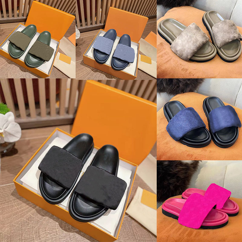Designer Pool Pillow Comfort Slippers Mules Men Women Velcro Sandals Nylon Wide Strap Filled Letter Embossing Flat Flip Flops Rubber Outsole Non-slip Slipper, Color8
Designer Pool Pillow Comfort Slippers Mules Men Women Velcro Sandals Nylon Wide Strap Filled Letter Embossing Flat Flip Flops Rubber Outsole Non-slip Slipper, Color8