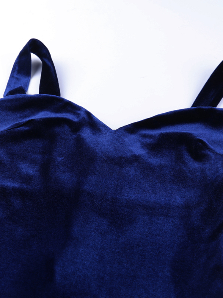 WannaThis Blue V-Neck Spaghetti Strap Sexy Mini Party Dresses Sleeveless Skinny Soft Women Backless Summer Fashion Slim Dresses 220406