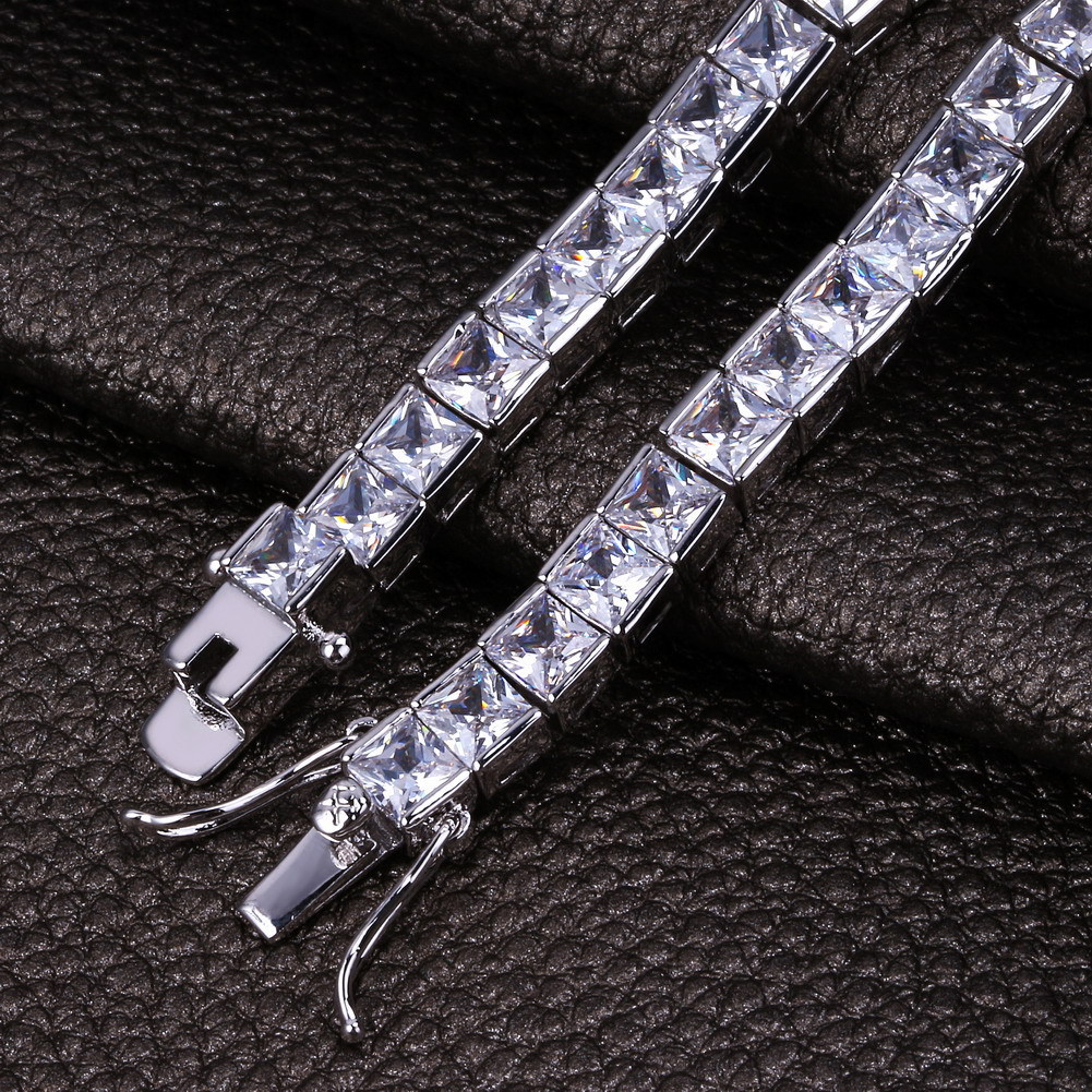 4-12mm Bling Tennis Chain Bracelet for Men and Women Iced Out Square Baguette CZ Cubic Zirconia Diamond Hip Hop Chains Bangle Bracelets Jewelry Pulser