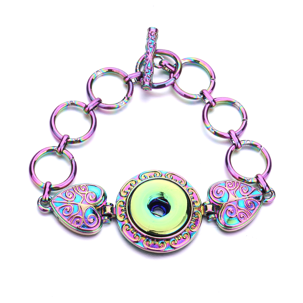 18mm snap button heart charm Bracelet silver gold link chain snaps buttons Bracelets Jewelry for women men