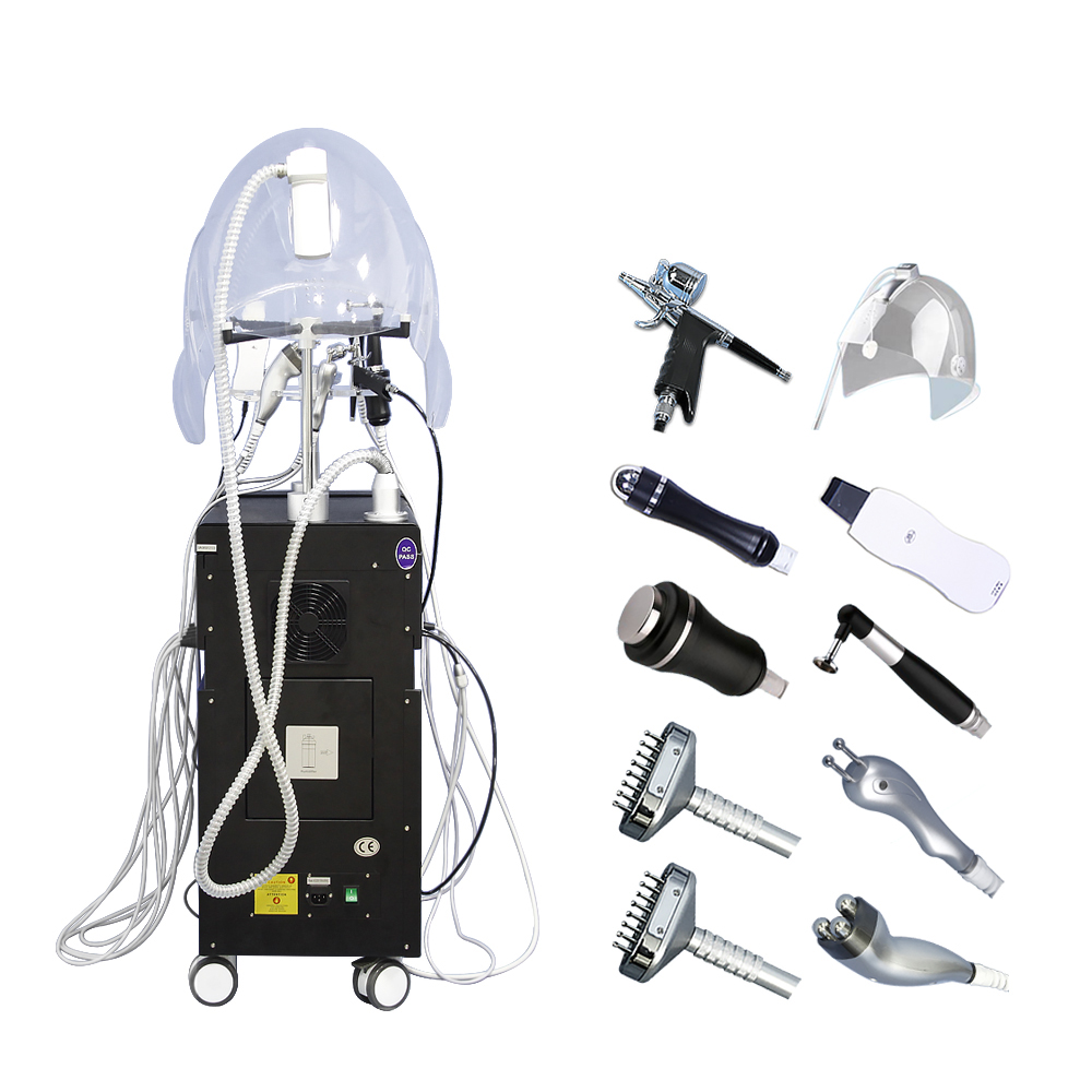 9 in 1 Almighty oxygen jet hyperbaric oxygen-jet peel facial RF machine
