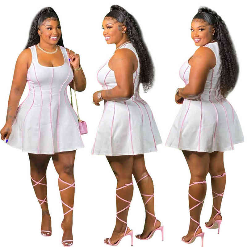 Zoctuo Plus Size Solid White Dress Sleeveless Slashneck Line Collision Women's Above Knee Dress Sexy Elegant Mini Party Dress Y220401
Zoctuo Plus Size Solid White Dress Sleeveless Slashneck Line Collision Women's Above Knee Dress Sexy Elegant Mini Party Dress Y220401