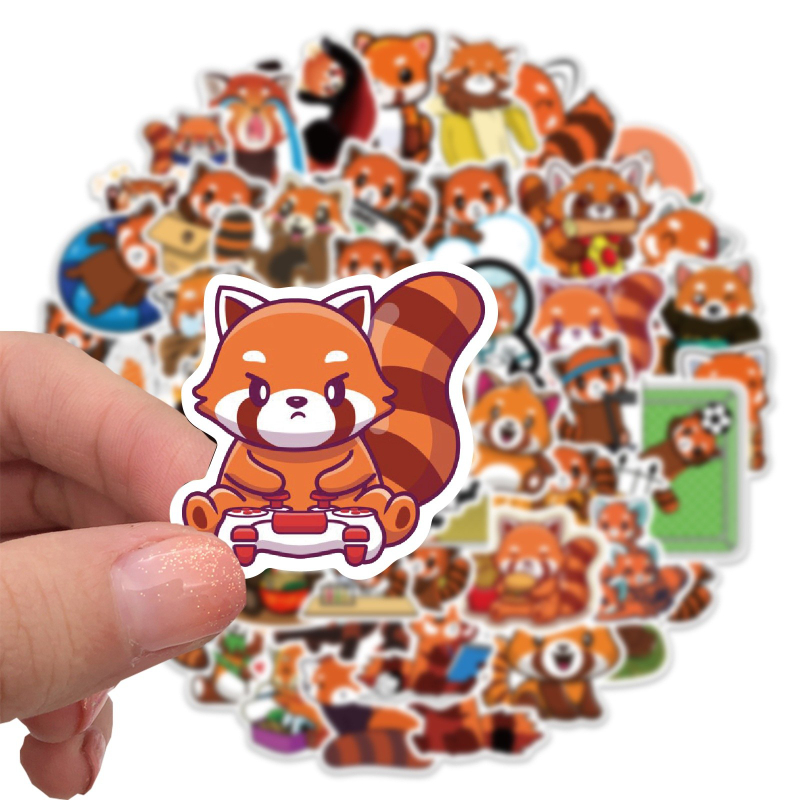 50Pcs/Lot Cute Animal Red Panda Stickers Lesser Panda Ailurus Fulgens Graffiti Stickerfor DIY Luggage Laptop Skateboard Motorcycle Bicycle Sticker