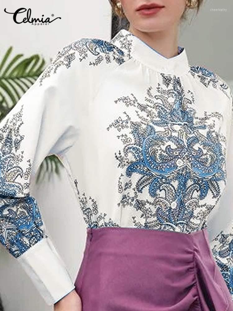 Women' Blouses & Shirts Celmia Long Puff Sleeve Vintage Tunic Spring Autumn Floral Print Blusas Women Oversize Blouse Buttons Casual Stand, Blue
Women' Blouses & Shirts Celmia Long Puff Sleeve Vintage Tunic Spring Autumn Floral Print Blusas Women Oversize Blouse Buttons Casual Stand, Blue