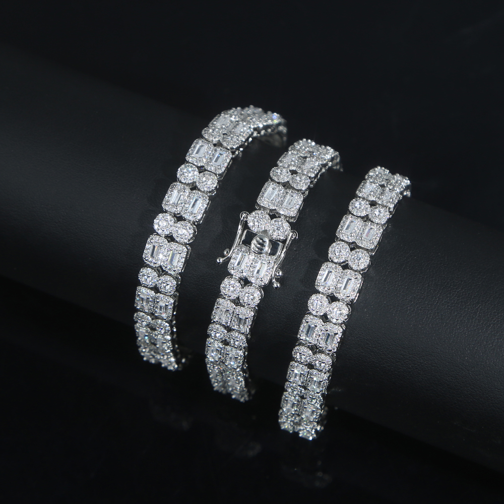 Lab Dia Bracelet: Iced Out Bg Tennis Chain in Sier for Men & Women