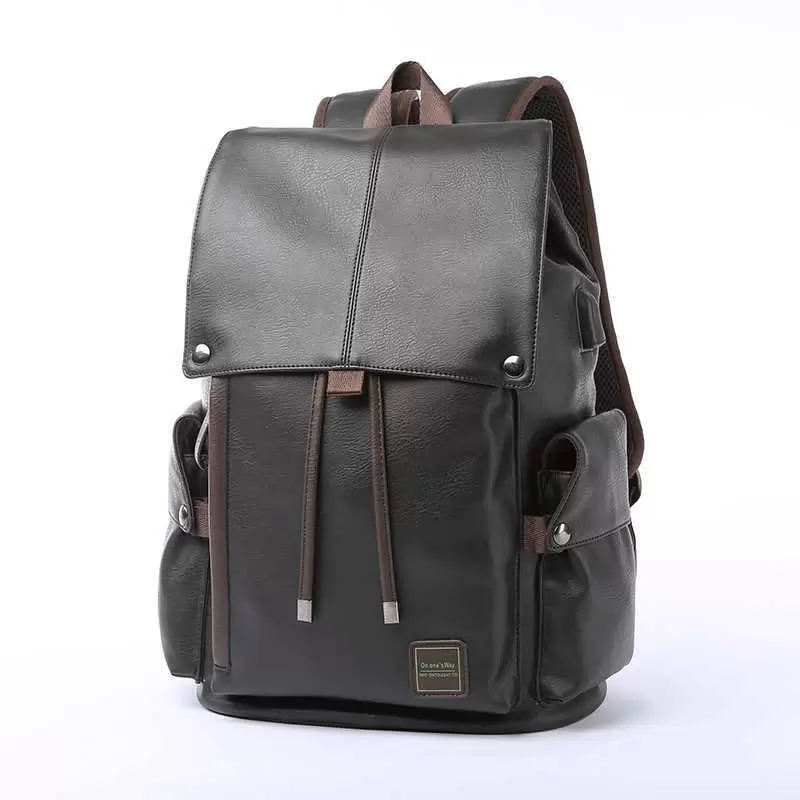 Suitcases Fashion Brand Men's Backpack Travel Street Leather Car Sewing High School Students' Anti Splash Schoolbag