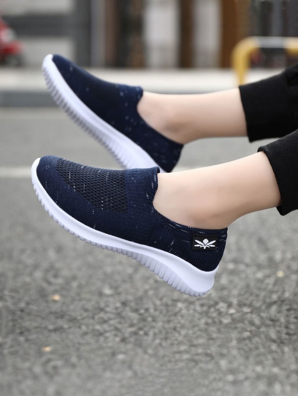 Kids Patch Detail Slip On Running Shoes SHE