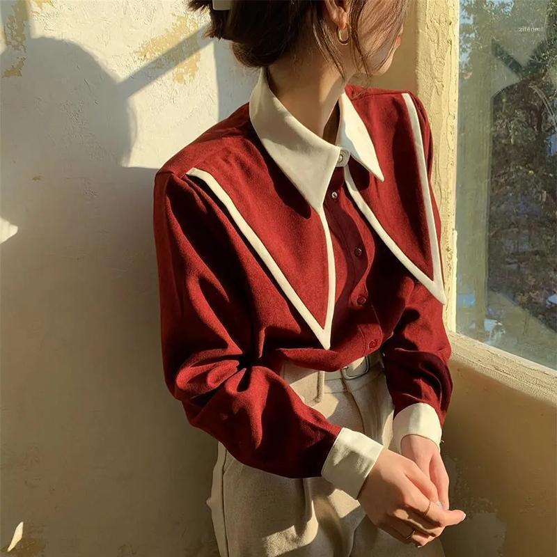 Korean Elegant Solid Turn-Down Collar Women Shirts Long Sleeve Large Size Classic Tops Fashion Button Office Lady Female Blouses Women's &, Red
Korean Elegant Solid Turn-Down Collar Women Shirts Long Sleeve Large Size Classic Tops Fashion Button Office Lady Female Blouses Women's &, Red