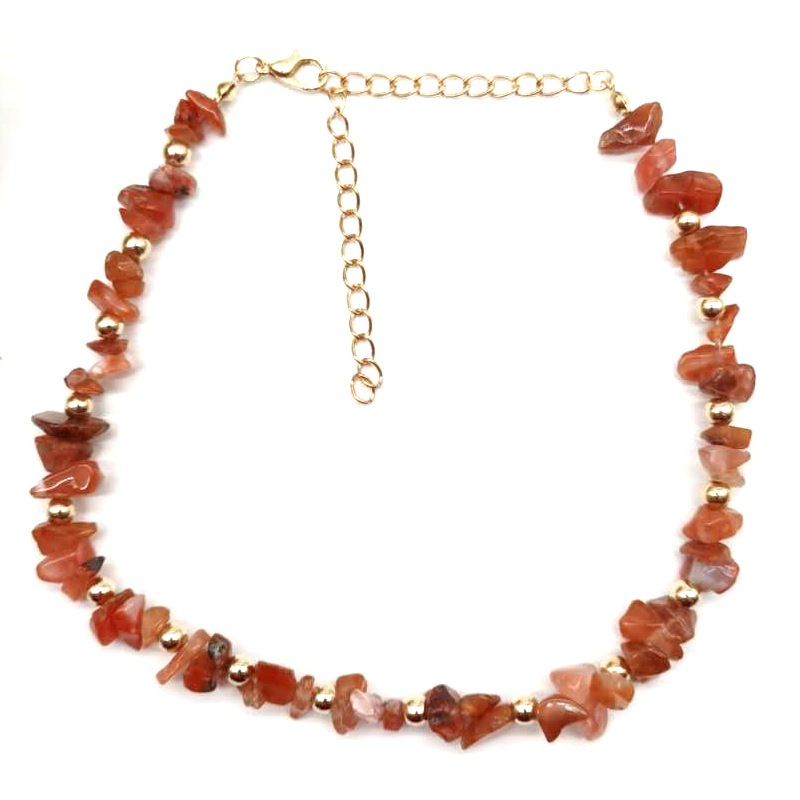 New Fashion Rainbow Color Natural Stone Choker Necklace Handmade Gravel Jewelry