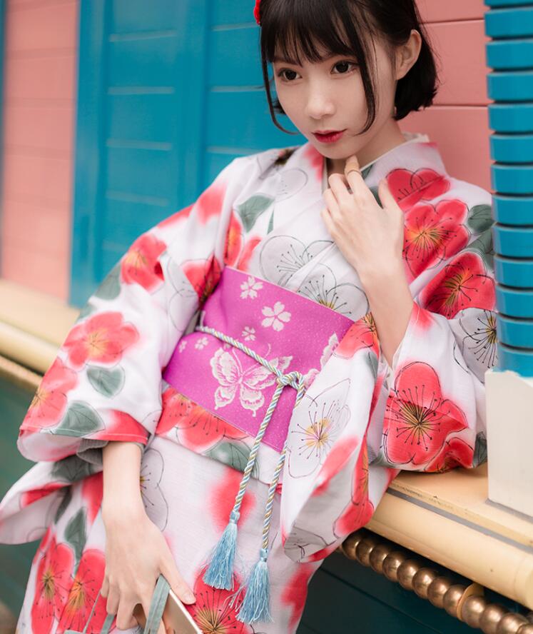 Oriental Ethnic Clothing Sakura Pattern kimono women's cotton Japanese bathrobe traditional kimono formal occasion dress