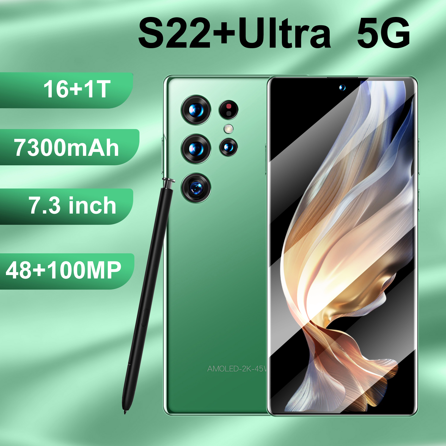 

S22+Ultra Celular Global Version 5G Smartphone 16GB+1TB ROM 7.3 Inch 4G Andriod Mobile Phones Unlocked Celulares 7300mAh Phones