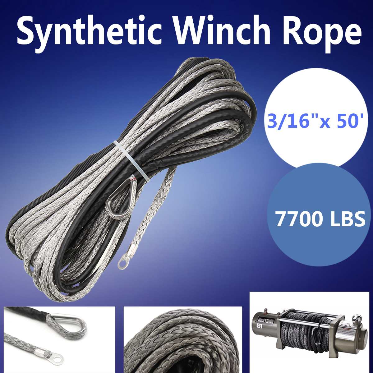 NEW 15m 7700 lbs Winch Rope String Line Cable With Sheath Synthetic Towing Rope Car Wash Maintenance String for ATV UTV Off-Road
NEW 15m 7700 lbs Winch Rope String Line Cable With Sheath Synthetic Towing Rope Car Wash Maintenance String for ATV UTV Off-Road