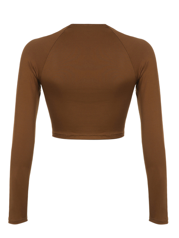 Fashion Women Crop Top T Shirts Solid Long Sleeve Deep V Neck Cropped Navel Shirt Blouse Party Spring Fall Clothes 220714