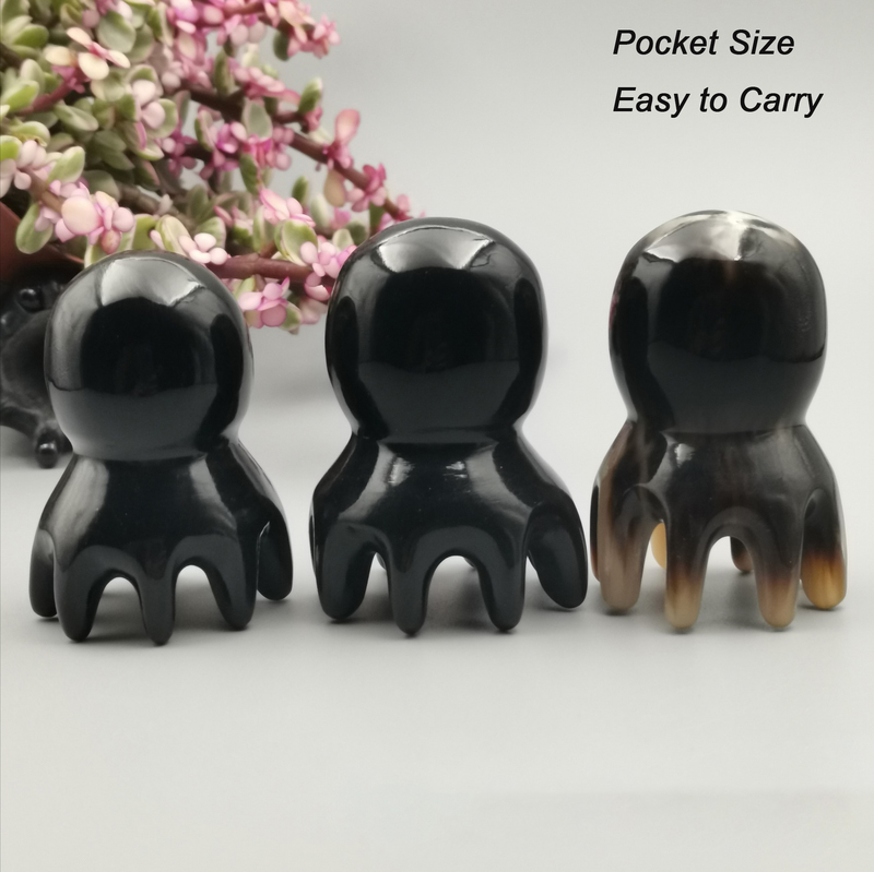 1Pc Natural Ox Horn Octopus Comb Head Massager Meridian Scraping Scalp Massage Brush Acupuncture SPA Gua Sha Health Therapy Tool 220712