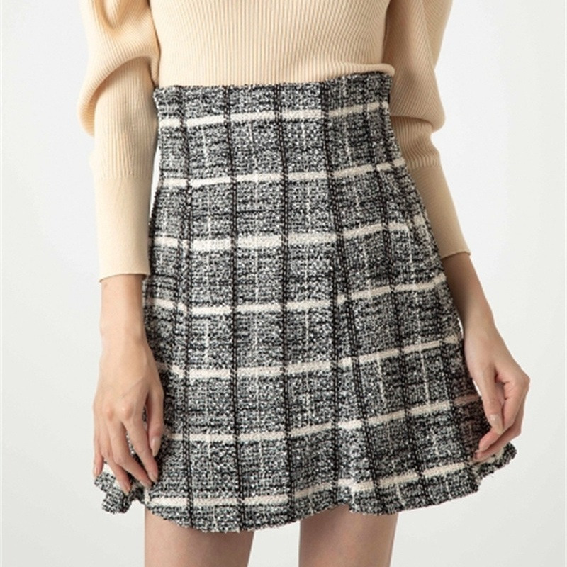 Kuzuwata Spring Temperament Woman Skirt High Waist Allmatch Mini Skirts Female Retro Plaid Short Faldas Mujer Trendy 220701