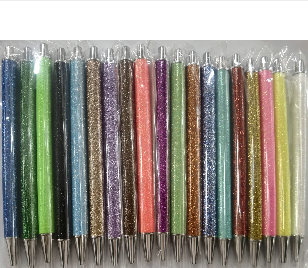 Glitters Stainless Steel Pen Click silver Custom Wedding gift diy epoxy resin glitter steels non clip metal pens Bright Glittering blank lady nice pen, Silver parts