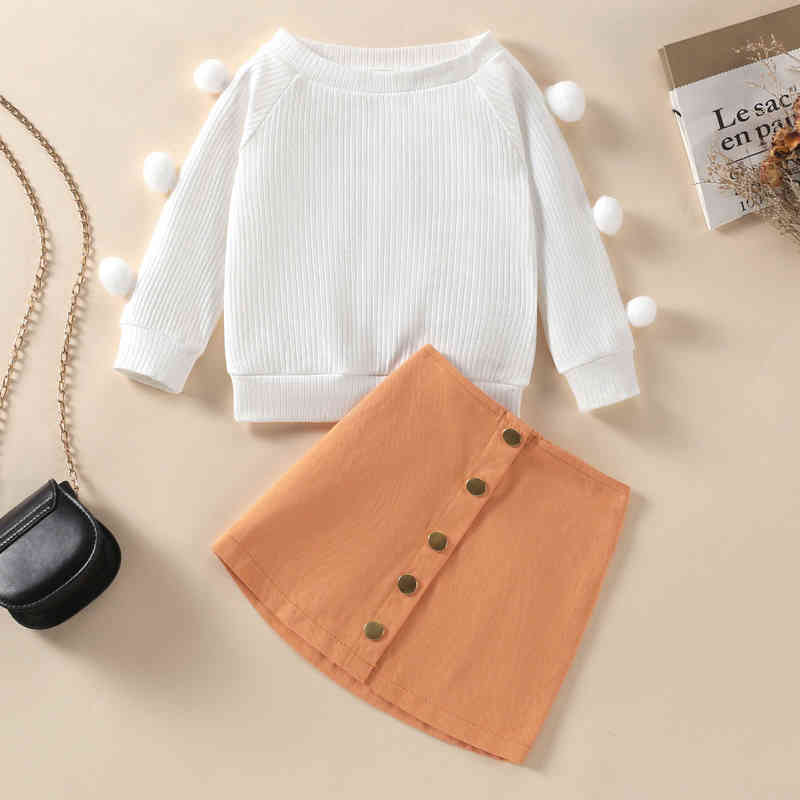 Citgeett Spring Kids Girls Outfits Suit Fashion Ball Long Sleeve Tops And Button Short Skirts Autumn Clothes Set J220712
Citgeett Spring Kids Girls Outfits Suit Fashion Ball Long Sleeve Tops And Button Short Skirts Autumn Clothes Set J220712
