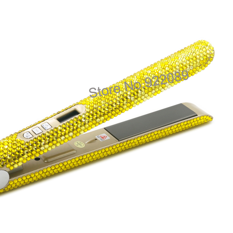 Crystal Flat Iron 480 Degree Plate Diamond Hair Straightener Salon Styling Tools 220623