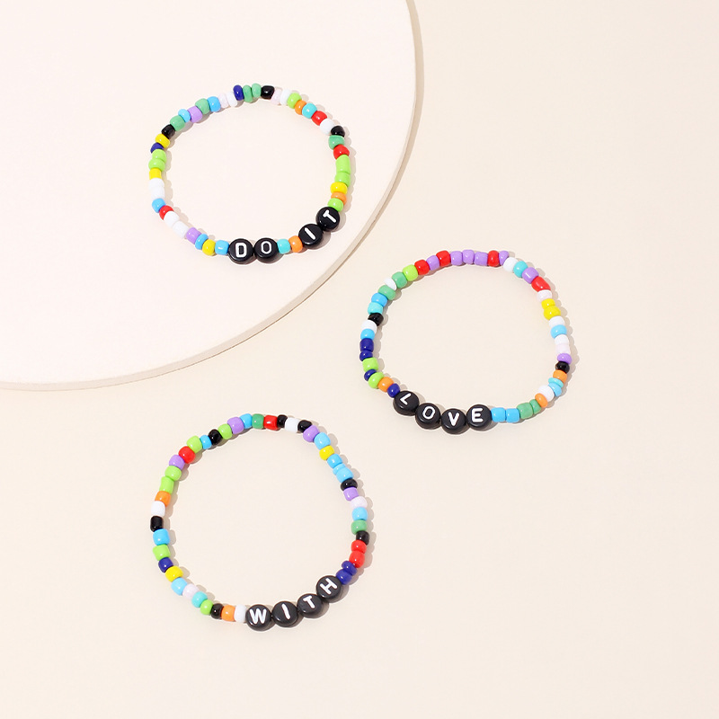 Colorful Candy Color Glass Beads Strands Bracelet DO IT Love Bangle Jewelry
