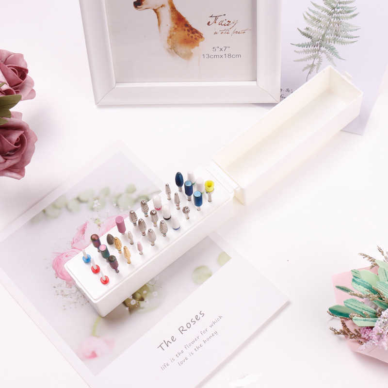 30 Holes Nail Art Drill Storage Box Grinding Polish Head Bit Holder Display Nail Drill Bits Organizer Nail Stand Manicure Manege