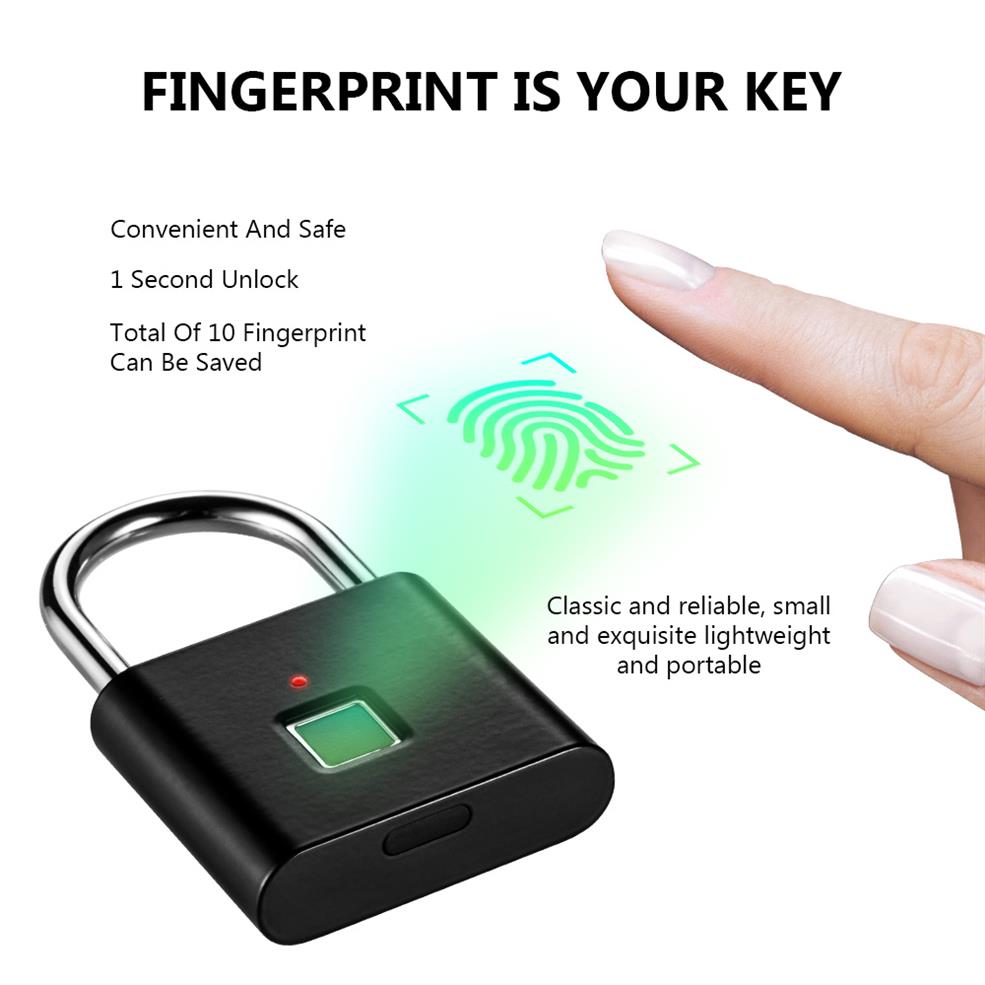 O10 Keyless USB rechargeable door lock fingerprint smart quick unlock Zinc alloy metal IP65 Waterproof Door Luggage Case L257i