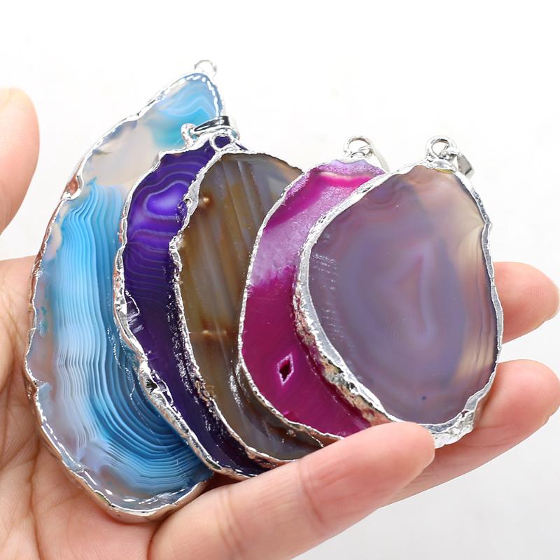 Pendant Necklaces Natural Multicolor Striped Agate Stone Gem Silver-plated Handwork Crafts Necklace Accessories For Women 30x50-40x60mm
Pendant Necklaces Natural Multicolor Striped Agate Stone Gem Silver-plated Handwork Crafts Necklace Accessories For Women 30x50-40x60mm