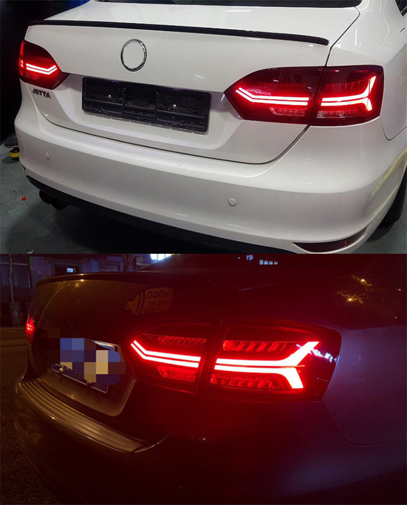2 Colors Car Tail Lights For VW Jetta MK6 2012 LED Reversing Rear Lamp DRL Fog Brake Taillights Dynamic Turn Signal