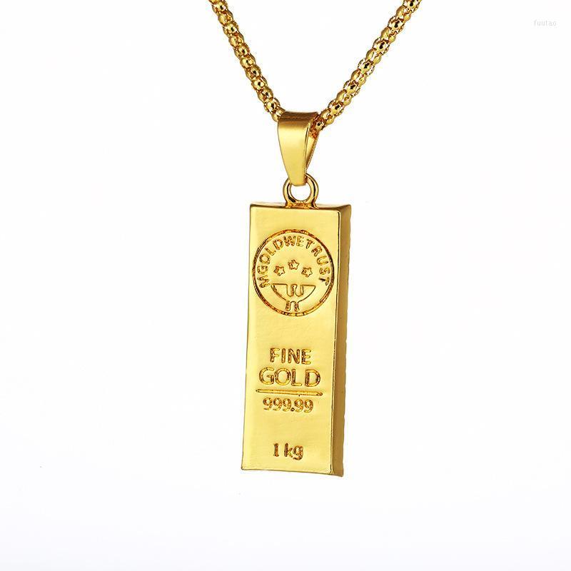 Pendant Necklaces Personality Creative MGOLD WE TRUST Gold Bar Necklace Hip Hop Fashion Couple Alloy Valentine's Day Gift