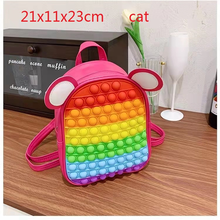 Rainbow Backpacks Adjustable Shoulder School Back Pack Bag Girls Boys Poppings Toys Fidget Its School Backpack Bags