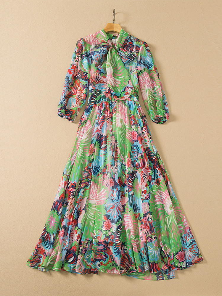 Runway Elegant Bow Collar Print Midi Chiffon Dress Summer Woman Clothes 2022 Fashion Bohemian Style Vacation Beach Vestidos, Green
Runway Elegant Bow Collar Print Midi Chiffon Dress Summer Woman Clothes 2022 Fashion Bohemian Style Vacation Beach Vestidos, Green