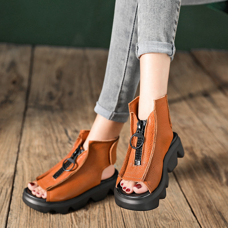 Women Sandals Platform Shoes Summer Women High Quality Leather Zipper Platform Chunky Summer Sports Sandals Vintage Retro, Black
Women Sandals Platform Shoes Summer Women High Quality Leather Zipper Platform Chunky Summer Sports Sandals Vintage Retro, Black