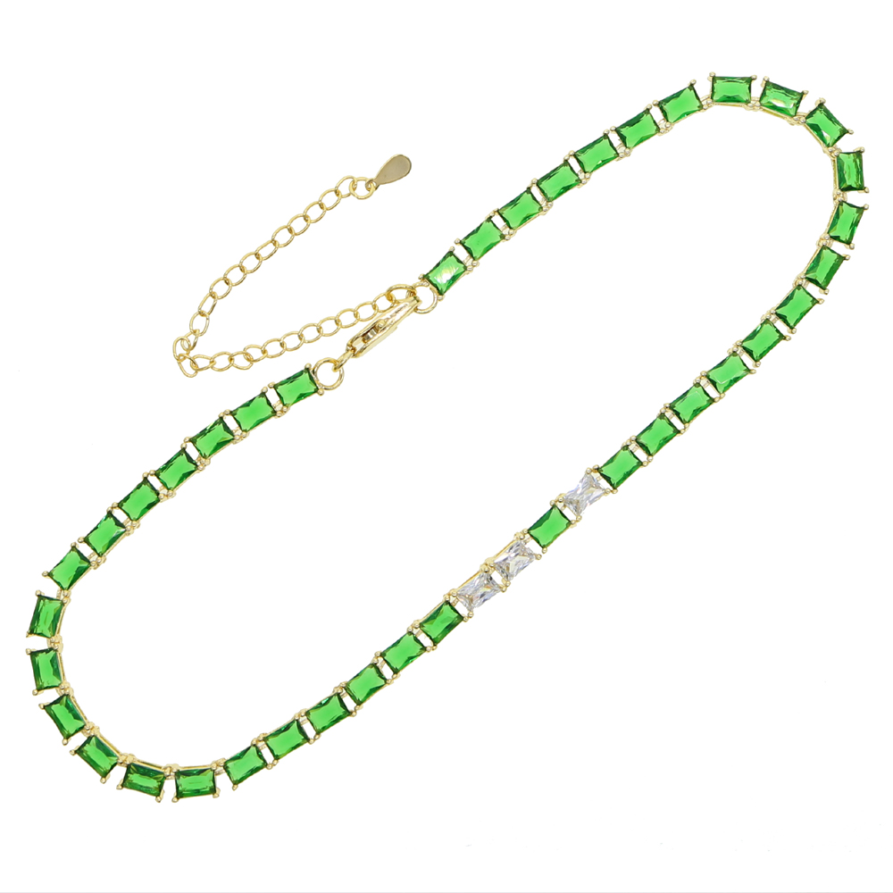 Tennis Chain Choker: Cubic Zirconia Emerald Green Choker Necklace Sier Jewelry for Women