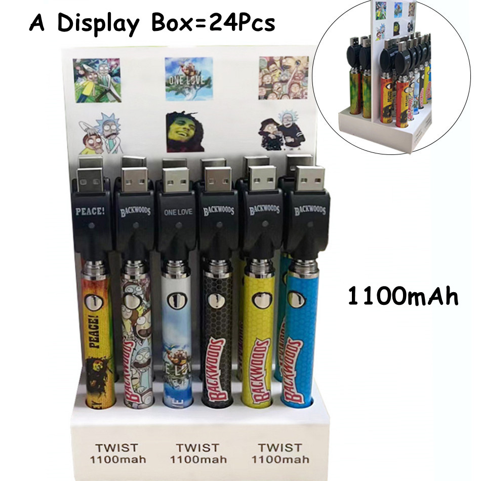 Backwoods Cookies Runtz Cartoon Battery Blister Kit Bottom Twist 1100mAh Variable Voltage USB Charger Vape Pen 24 Pcs A Display Box For 510 Thick Oil Cartridge Carts
Backwoods Cookies Runtz Cartoon Battery Blister Kit Bottom Twist 1100mAh Variable Voltage USB Charger Vape Pen 24 Pcs A Display Box For 510 Thick Oil Cartridge Carts