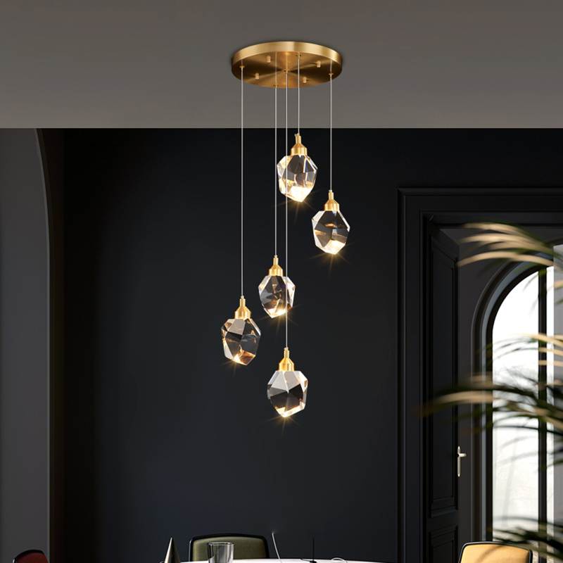 Postmodern Lobby Crystal Pendant Lamp Simple Bedroom Dining Room Long Hanging Lamps Luxury Staircase Large Glass Pendant Light Nordic Home Chande