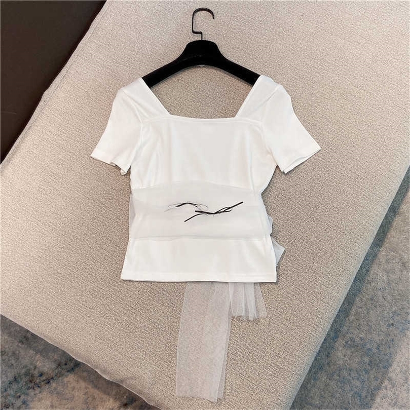 DEAT summer fashion women clothes square collar short sleeves mesh spliced patchwrok slim short T-shirt WR69701L 210709, Black
DEAT summer fashion women clothes square collar short sleeves mesh spliced patchwrok slim short T-shirt WR69701L 210709, Black