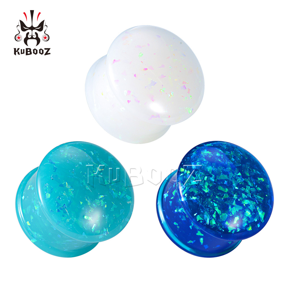 

Kubooz Acrylic Fine Flash Ear Plugs Tunnels Piercing Body Jewelry Earring Gauges Expanders Wholesale 8mm to 16mm 40PCS