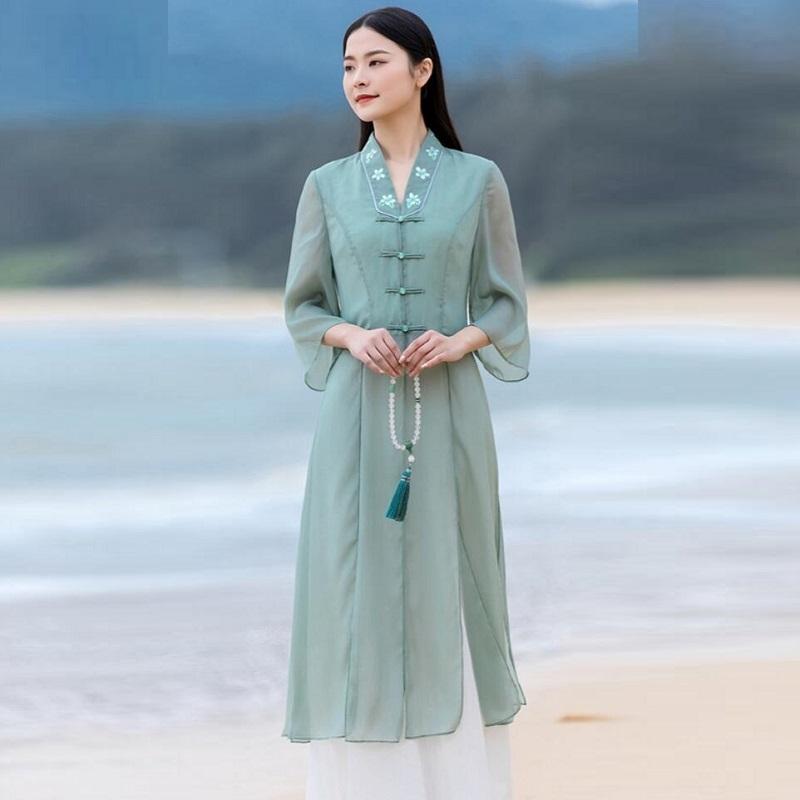 Ethnic Clothing 2022 Women Summer Literature Retro Hanfu Female Suit Chinese Style Cheongsam Two Piece Sets Dress Wide Leg Pants TA2393
Ethnic Clothing 2022 Women Summer Literature Retro Hanfu Female Suit Chinese Style Cheongsam Two Piece Sets Dress Wide Leg Pants TA2393