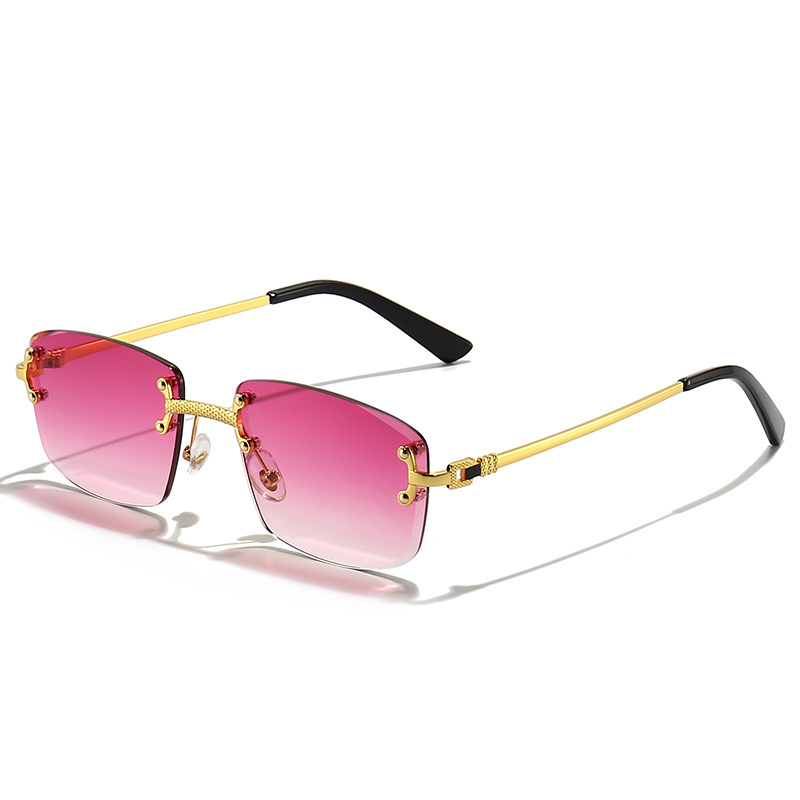 HBK Gradien Blue Lens Rimless Square Sunglasses Men TOP Quality Metal Unisex Glasses For Men Frameless Men's Sunglasses 220429