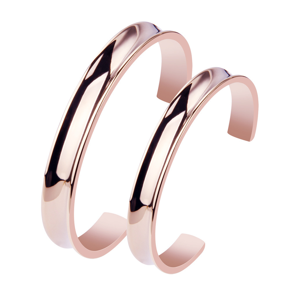 Steel Bracelet shaped Half Ring Groove Bright Face Rose Gold Stainless