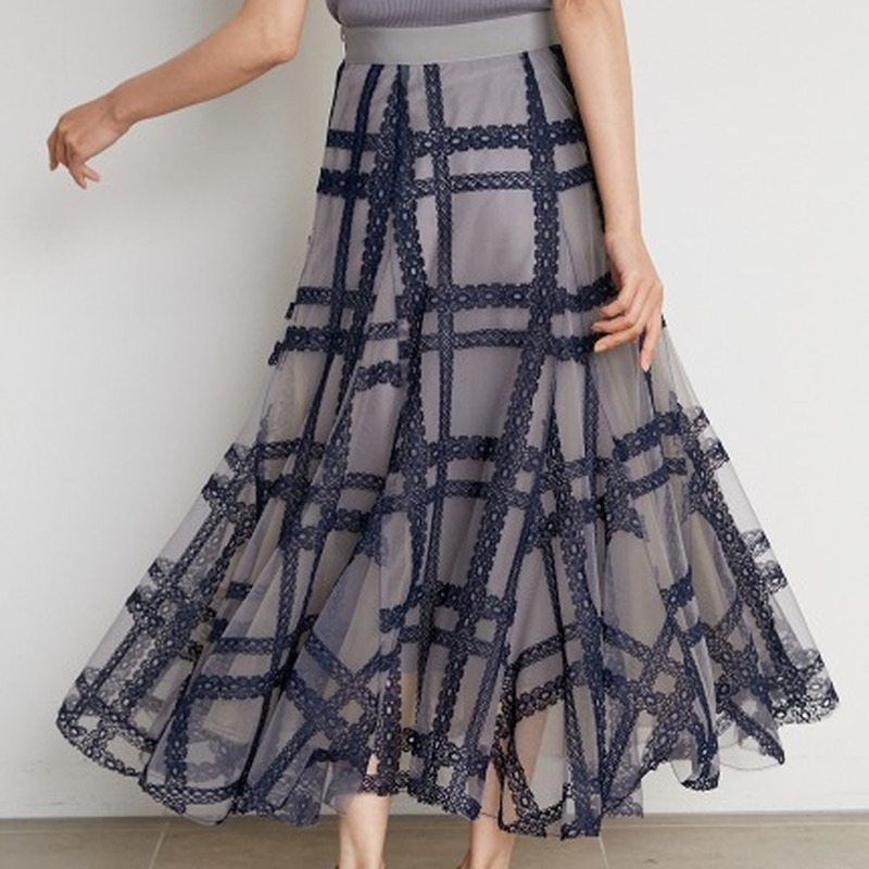 Kuzuwata Autumn Women Faldas High Waist Contrast Color Mid Calf Plaid Lace Ball Grown Skirt Japanese Kawaii Jupe 220317