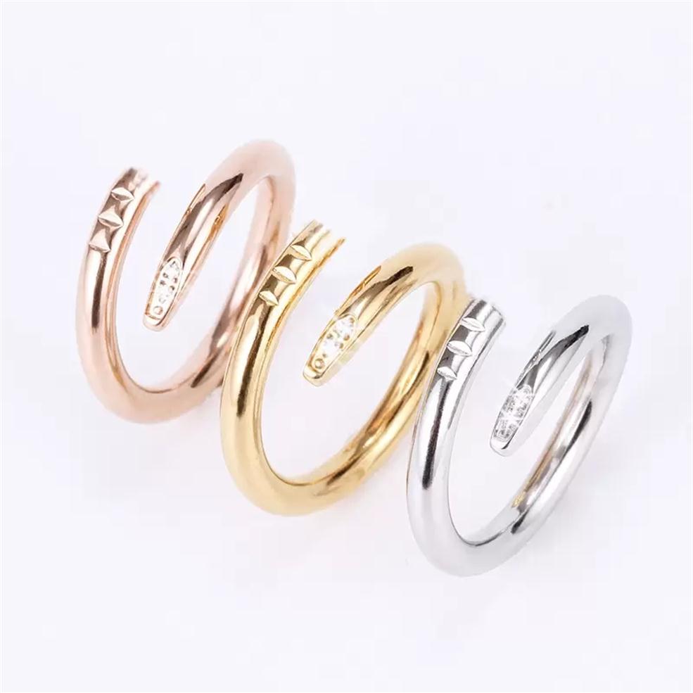 Band Nail Rings Love Ring Designer Jewelry Titanium Steel Rose Gold Silver Diamond CZ Size Fashion Classic Simple Wedding Engageme287n
Band Nail Rings Love Ring Designer Jewelry Titanium Steel Rose Gold Silver Diamond CZ Size Fashion Classic Simple Wedding Engageme287n