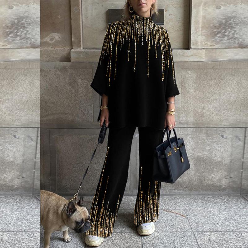 Women' Two Piece Pants Women Fashion Loose Print Leopard Patchwork Set Elegant Turtleneck 3/4 Sleeve Spring Pullover Tops + Long Suits, 03 print
Women' Two Piece Pants Women Fashion Loose Print Leopard Patchwork Set Elegant Turtleneck 3/4 Sleeve Spring Pullover Tops + Long Suits, 03 print