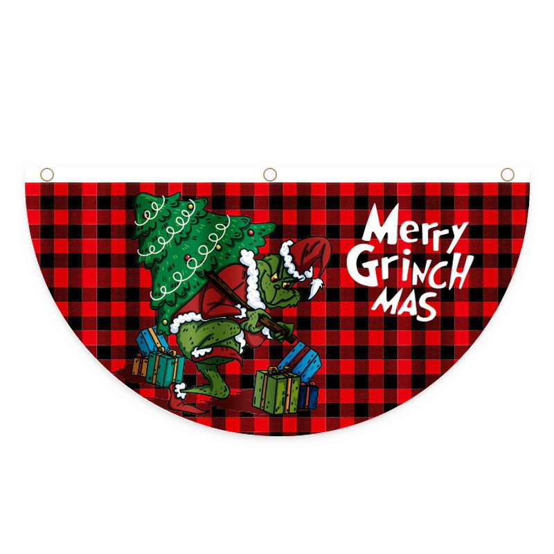Christmas Decor for Home Outdoor Fan-shaped Flag Door Decoration Pendant Xmas 2023 Navidad New Year Natal Noel Natale Kerst