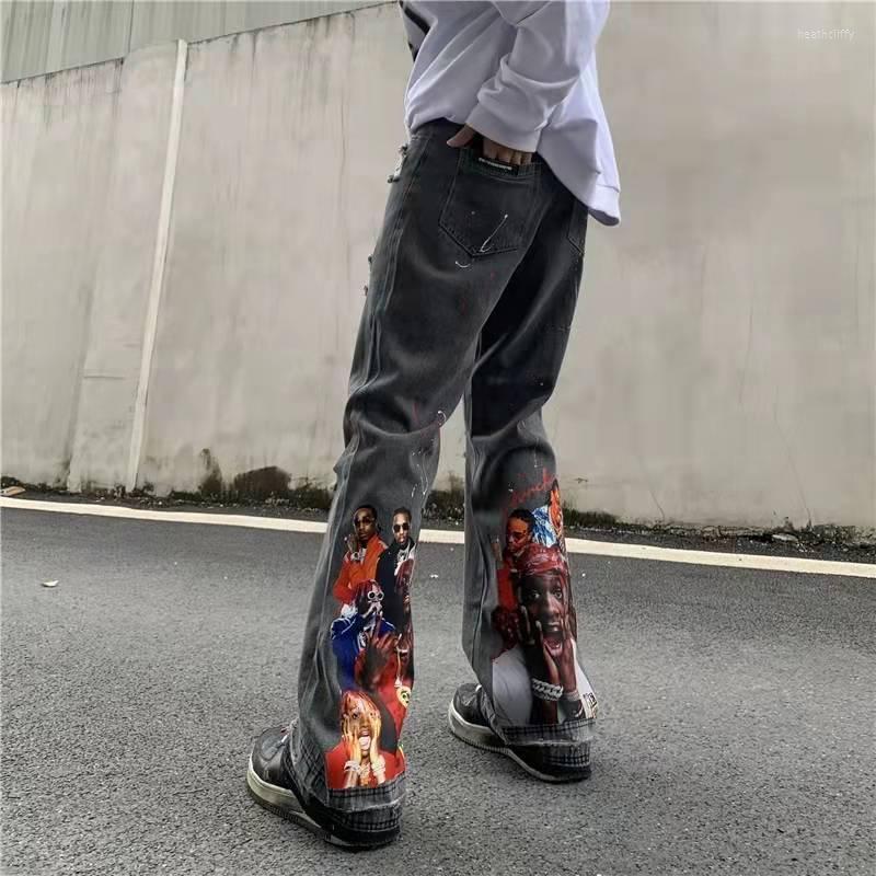 Men's Jeans Hip Hop Distressed Colorful Letter Hole Painted Flare Pants Mens Singers Print Washed Retro Vibe Syle Denim Trousers Loose Heat2, Black
Men's Jeans Hip Hop Distressed Colorful Letter Hole Painted Flare Pants Mens Singers Print Washed Retro Vibe Syle Denim Trousers Loose Heat2, Black