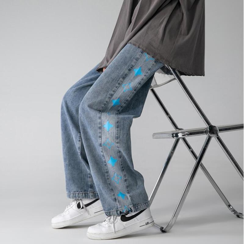 Men' Jeans Fashion Mens Vintage Washed Hip Hop Stars Printed Loose Elastic Waist Denim Pants Cuffed Harajuku Jean Trousers Male W2325Men, Dark blue
Men' Jeans Fashion Mens Vintage Washed Hip Hop Stars Printed Loose Elastic Waist Denim Pants Cuffed Harajuku Jean Trousers Male W2325Men, Dark blue